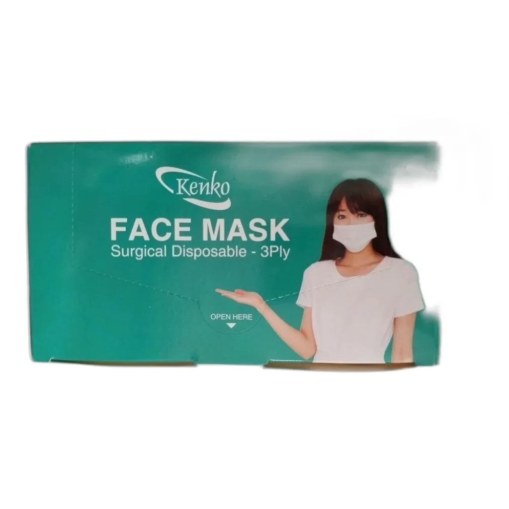 Kenko Face Mask 3-ply / White / 17.5 cm x 9.5 cm - ឱសថស្ថាន សុខលាភ