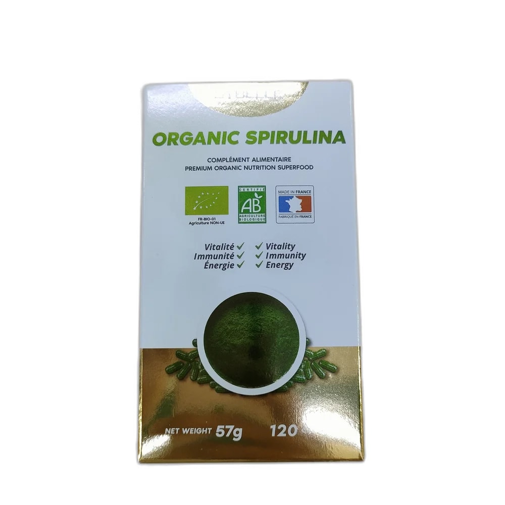 Sybelle Paris Organic Spirulina 120 Plant Capsules 2520 mg per 6 capsules - Depot de Pharmacie B Rotha