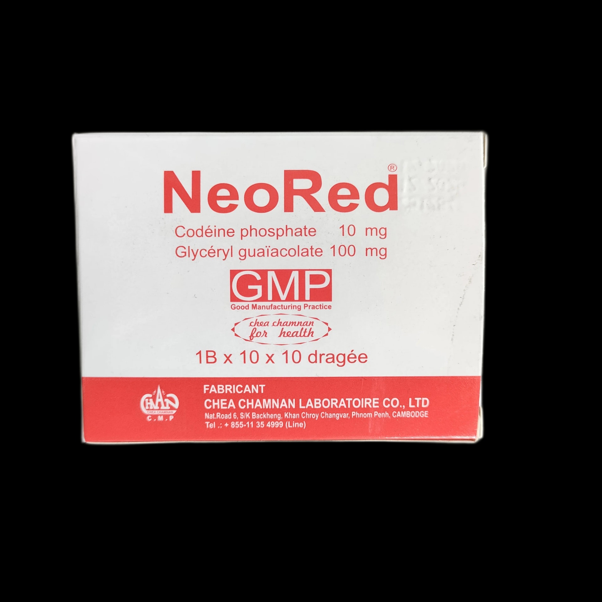NeoRed Codeine phosphate 10mg, Glyceryl guaiacolate 100mg - SREY MOM PHARMACY