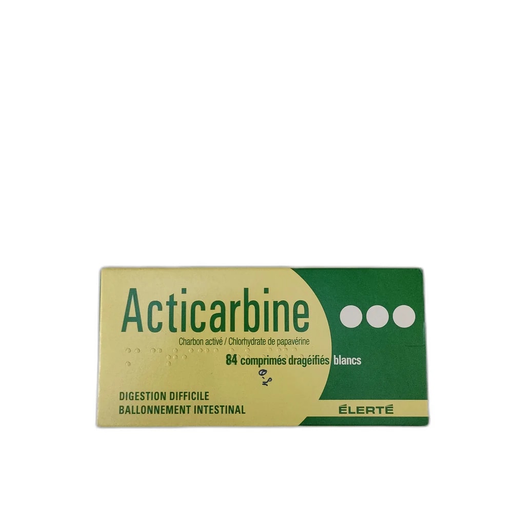 Acticarbine Papaverine hydrochloride 14 mg + Activated charcoal 70 mg per tablet - PHARMACIE PORNLEU PICH