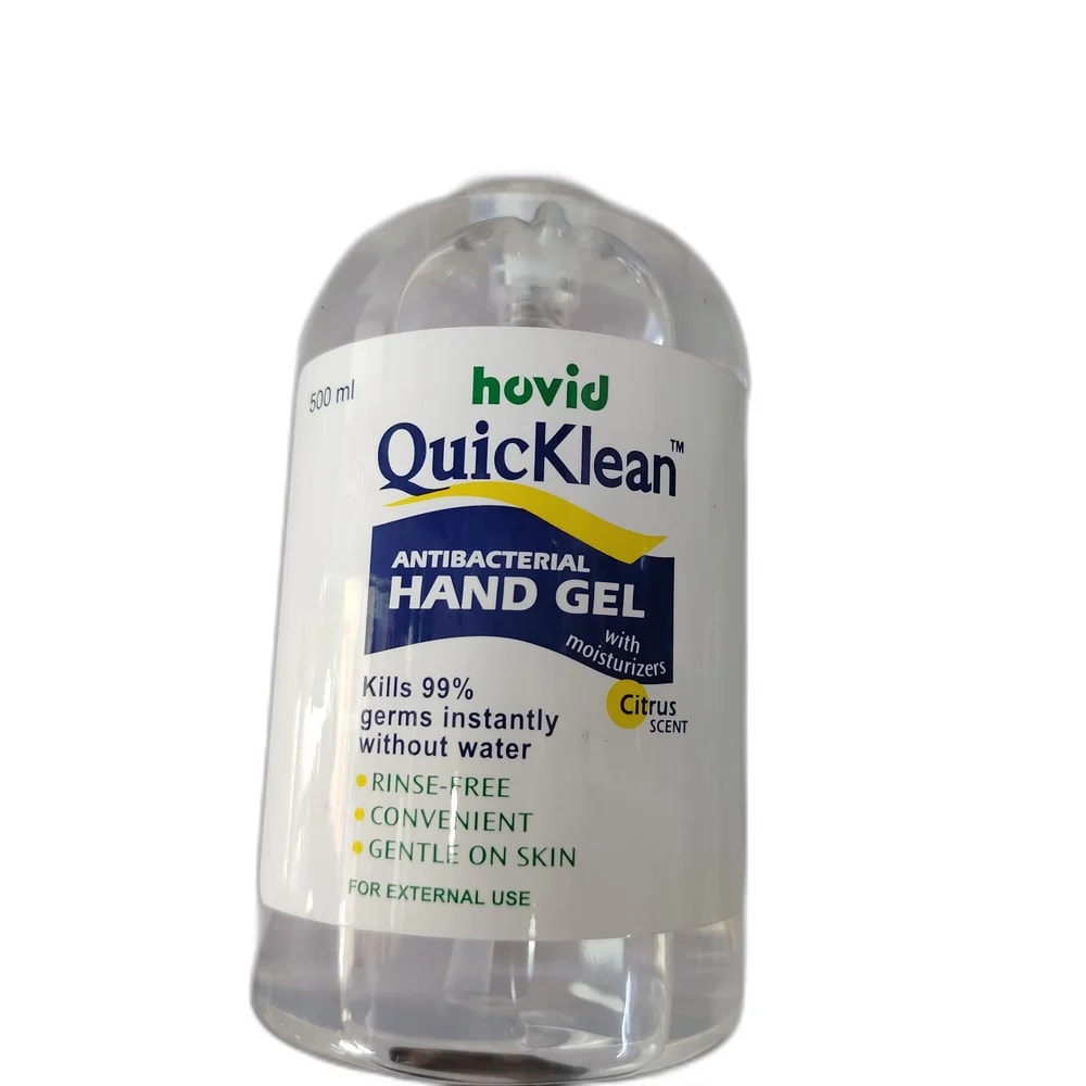 Hovid QuicKlean Antibacterial Hand Gel Ethanol 70% w/w, 500 mL, citrus scent - PHARMA ASSIST PHARMACY