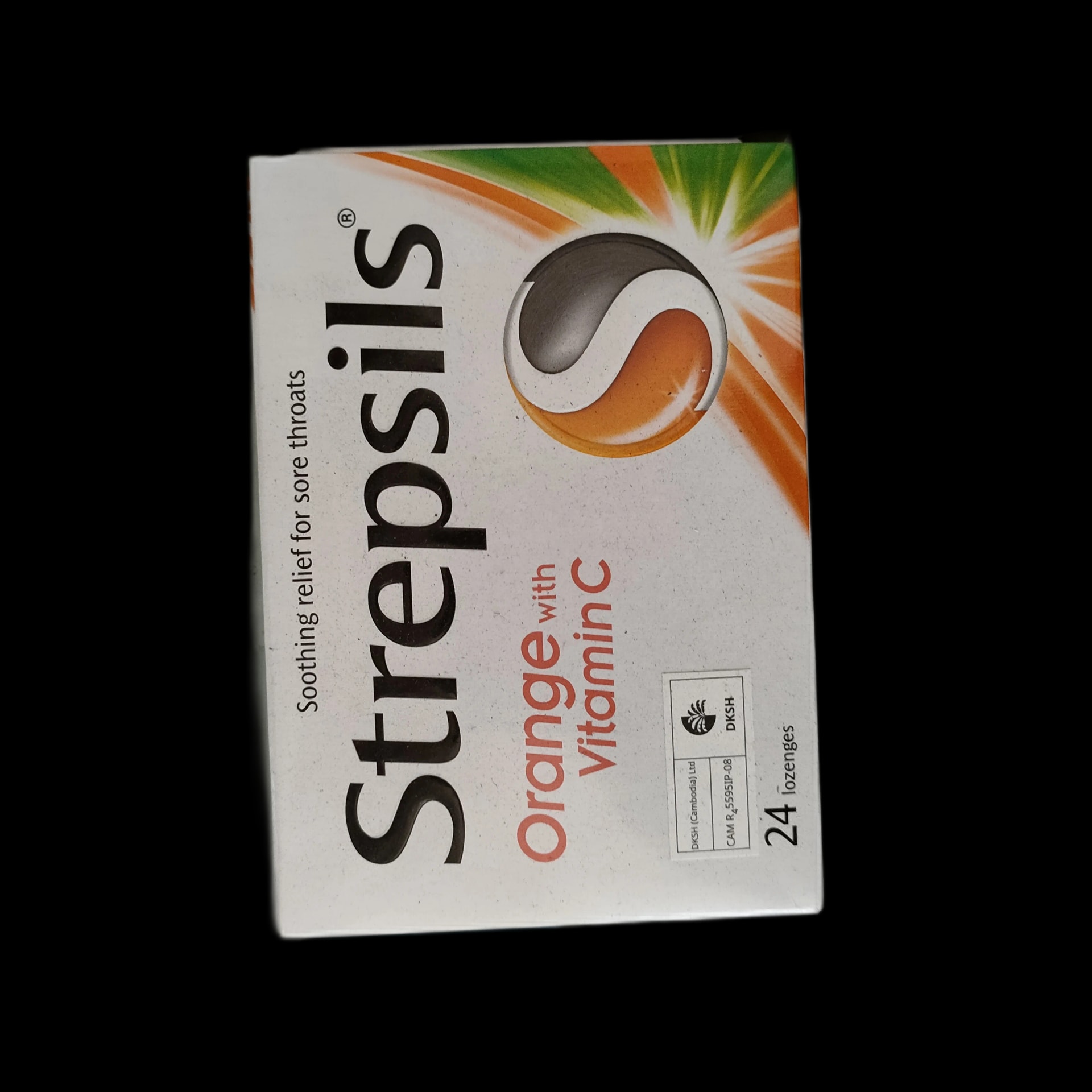 Strepsils Orange with Vitamin C Dichlorobenzylalcohol 1.2mg, Amylmetacresol 0.6mg, Vitamin C 100.0mg per lozenge - SREY MOM PHARMACY