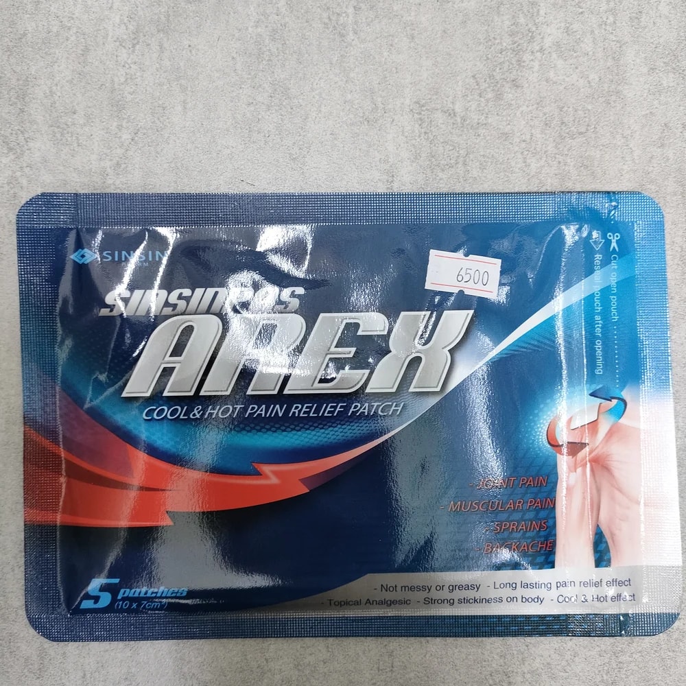 Sinsinpas AREX Cool & Hot Pain Relief Patch Pain relief patch 10 x 7 cm, 5 sheets per pouch - Depot De Pharmacie "A" Kim Houy