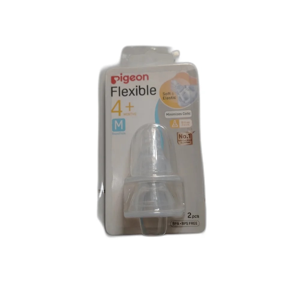 Pigeon Flexible (Slim Neck, Size M, 4+ Months, Round Hole, 2-pack) Size M - PHARMACIE RATANAK
