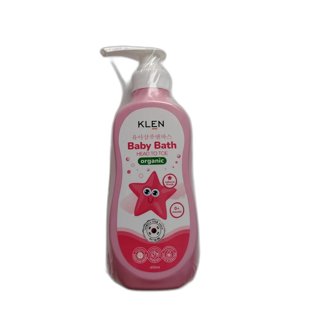 KLEN Baby Bath Head to Toe Organic (Sakura Fresh, 450 ml) 450 ml - PHARMACIE RATANAK