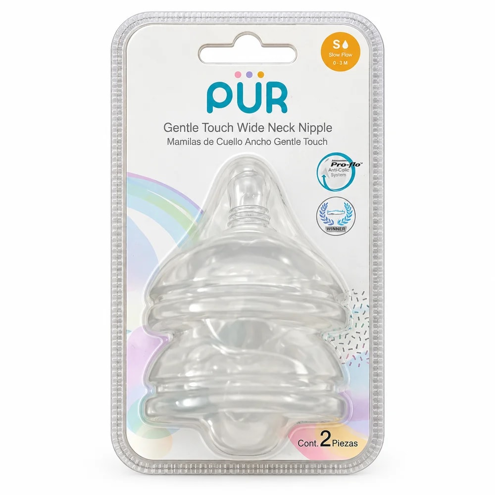 PŪR Gentle Touch Wide Neck Nipple S Slow Flow S / 0-3m - PHARMCY ARUN REAS