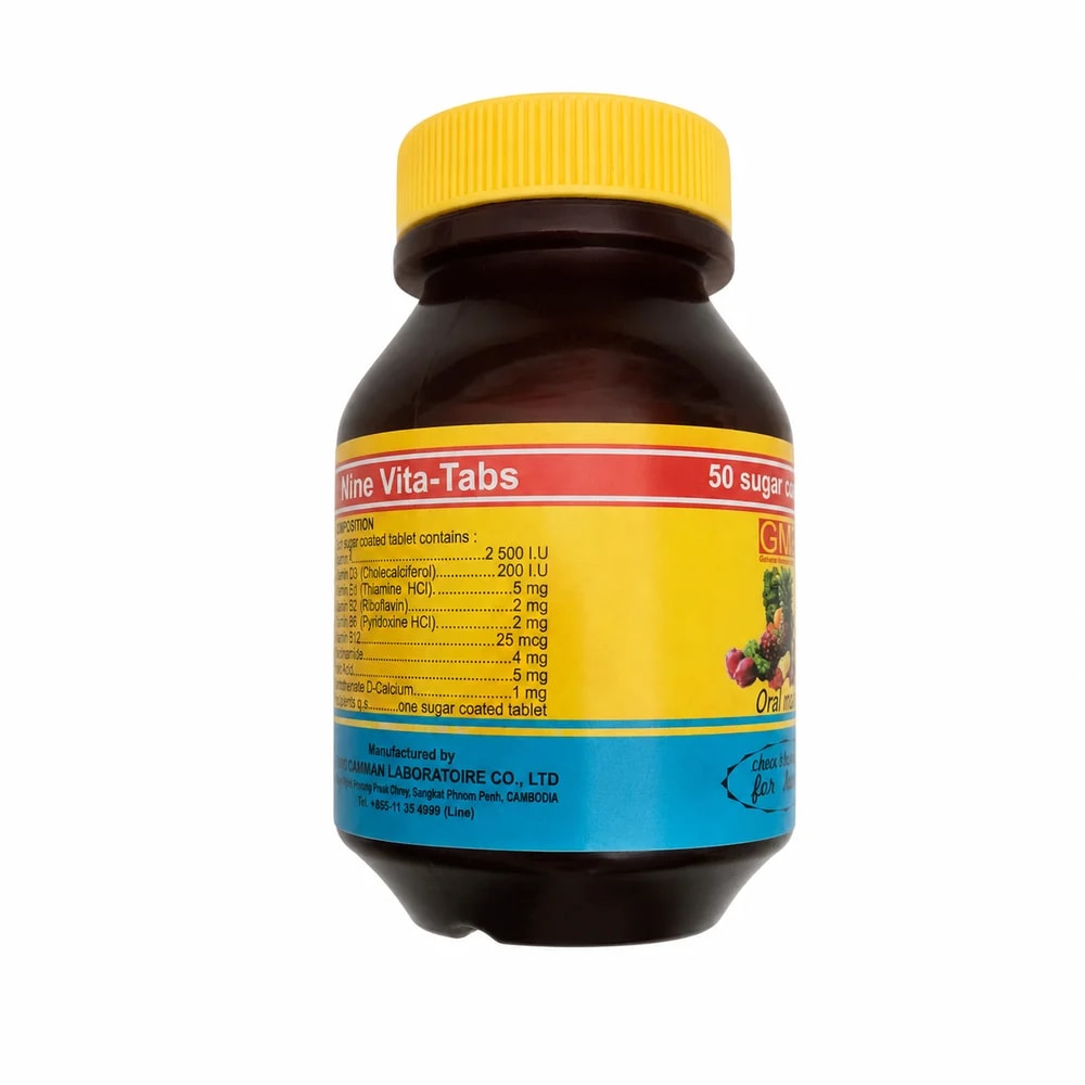 Nine Vita-Tabs Multivitamin sugar-coated tablet - Preah Chan Tep Pharmacy