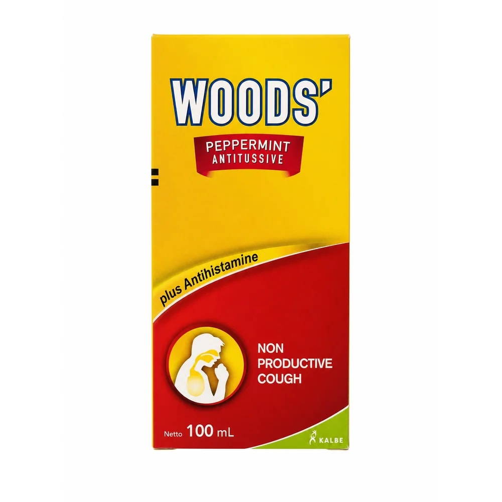Woods' Peppermint Antitussive Dextromethorphan hydrobromide 7.5 mg / diphenhydramine hydrochloride 12.5 mg per 5 ml - Preah Chan Tep Pharmacy 