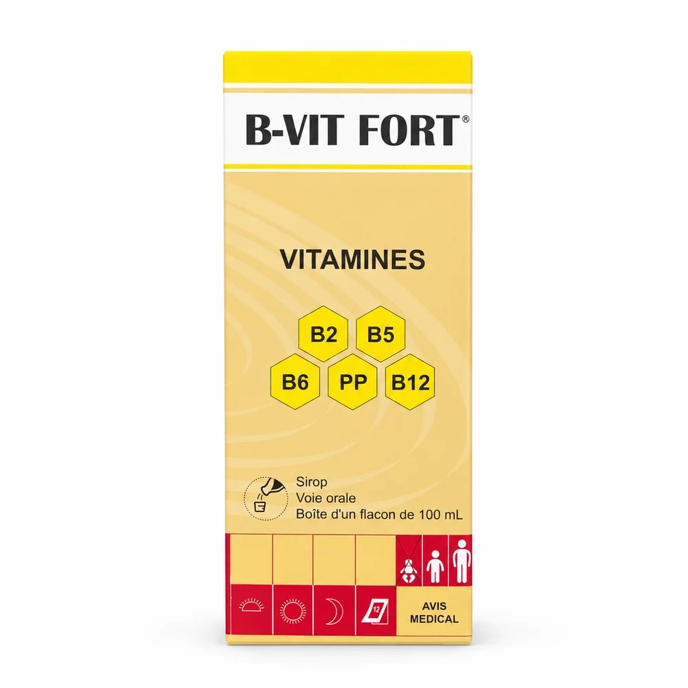 B-Vit Fort Riboflavin sodium phosphate 2 mg, dexpanthenol 3 mg, pyridoxine hydrochloride 2 mg, cyanocobalamin 0.5 mcg, and nicotinamide 20 mg per 5 ml - Kim Yi