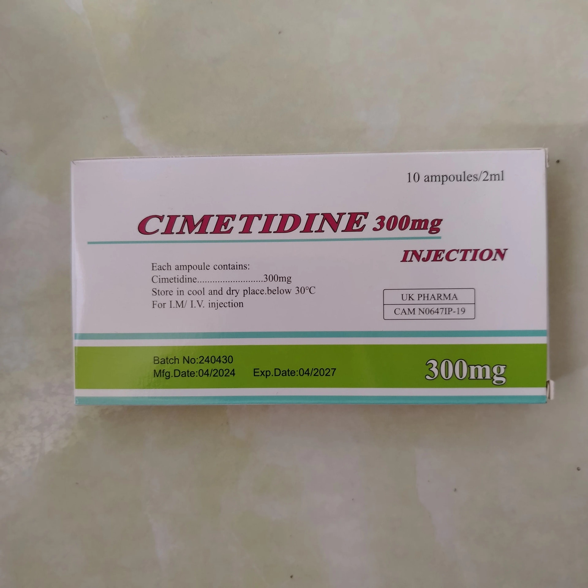 Cimetidine 300mg Injection 300 mg / 2 ml - Phal Cham Rouen