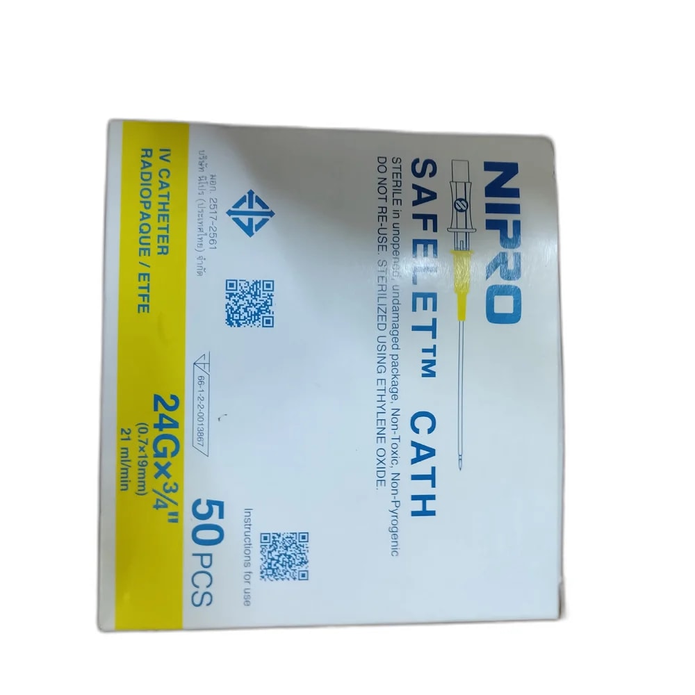 Nipro Safelet Cath 24G x 3/4" (0.7 x 19 mm), 21 ml/min - PHARMA ASSIST PHARMACY