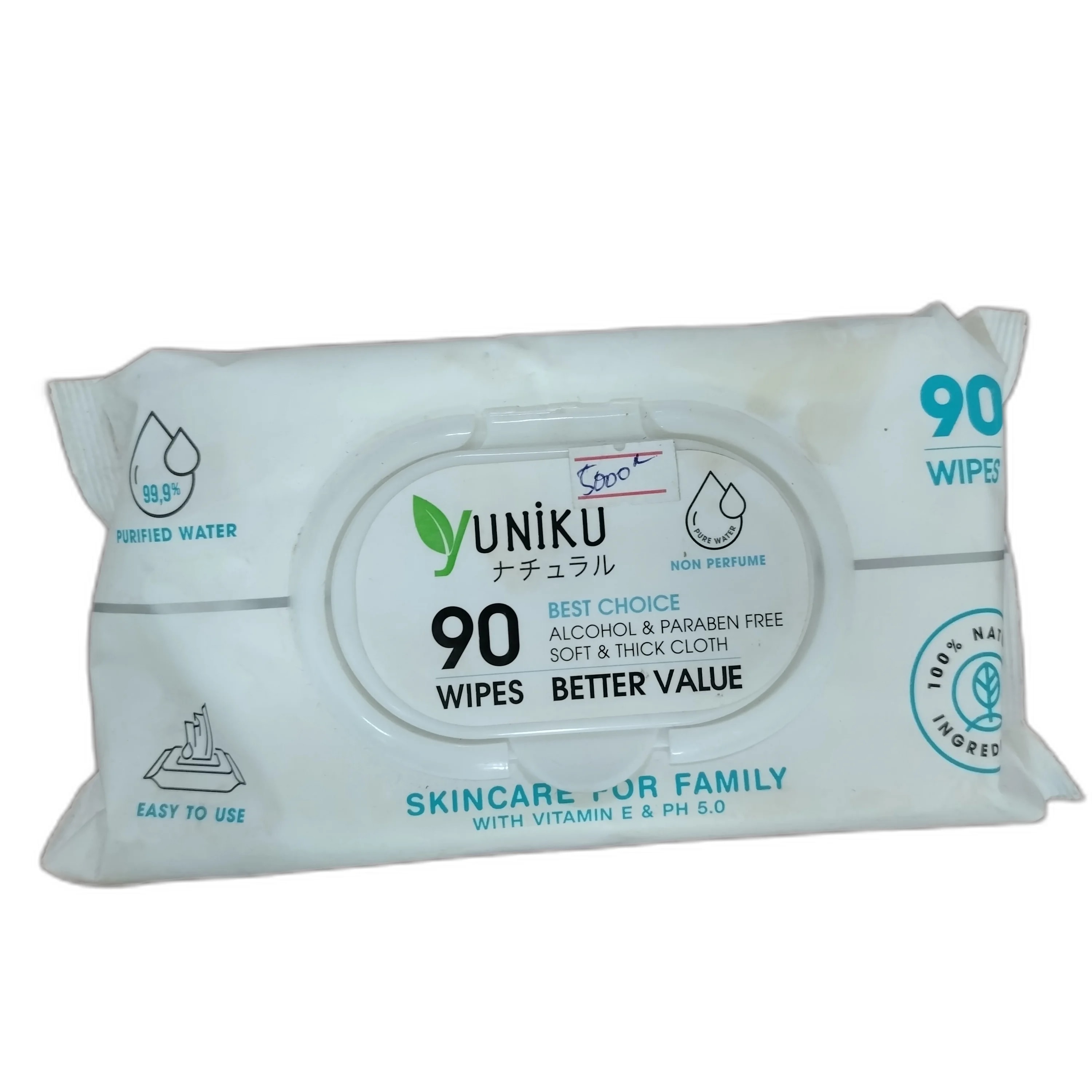 Yuniku Non Perfume Wipes 90 wipes per pack - DARAREASH PHARMACY
