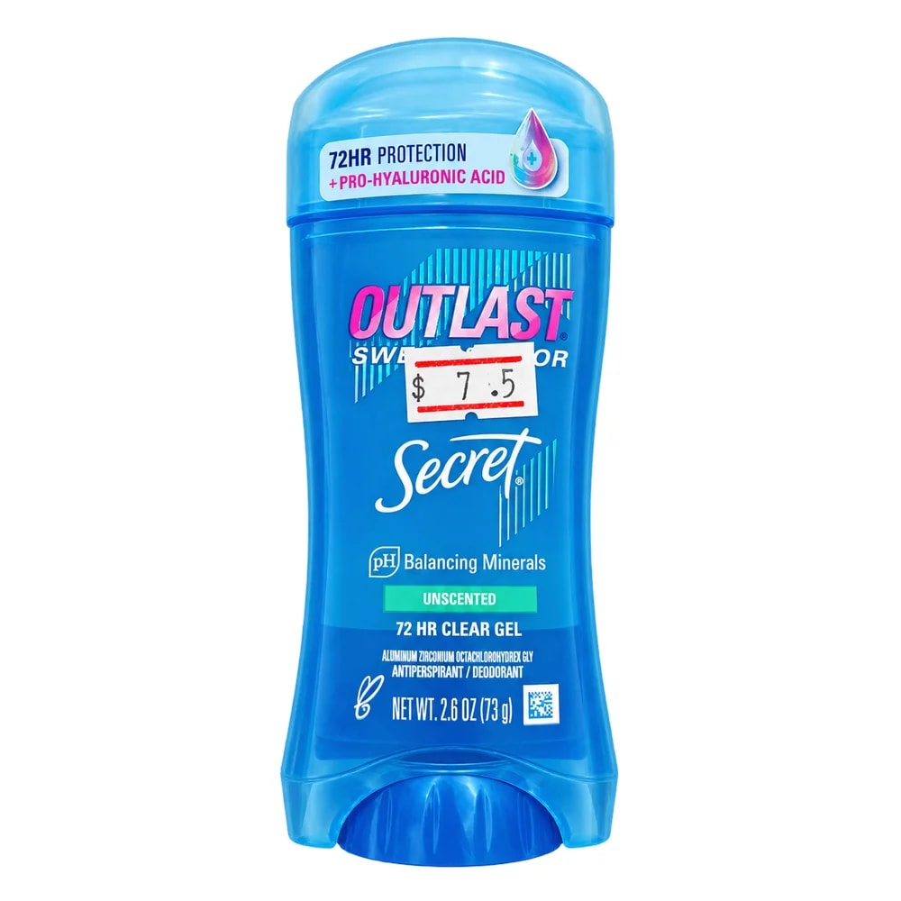 Secret Outlast Unscented 72 HR Clear Gel Antiperspirant & Deodorant (2.6 oz / 73g) 73 g - Pharmacy Krech hong