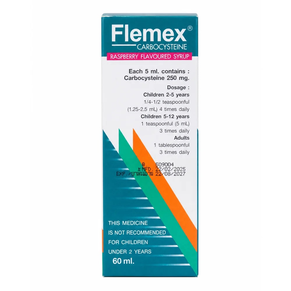 Flemex Carbocysteine Raspberry Syrup Carbocysteine 250 mg per 5 mL; 60 mL syrup - Kim Yi