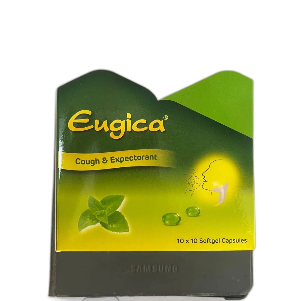 Eugica Eucalyptol 100 mg / ginger essential oil 0.5 mg / menthol 0.5 mg / ash essential oil 0.18 mg per softgel capsule - Pharmarcy Tareach