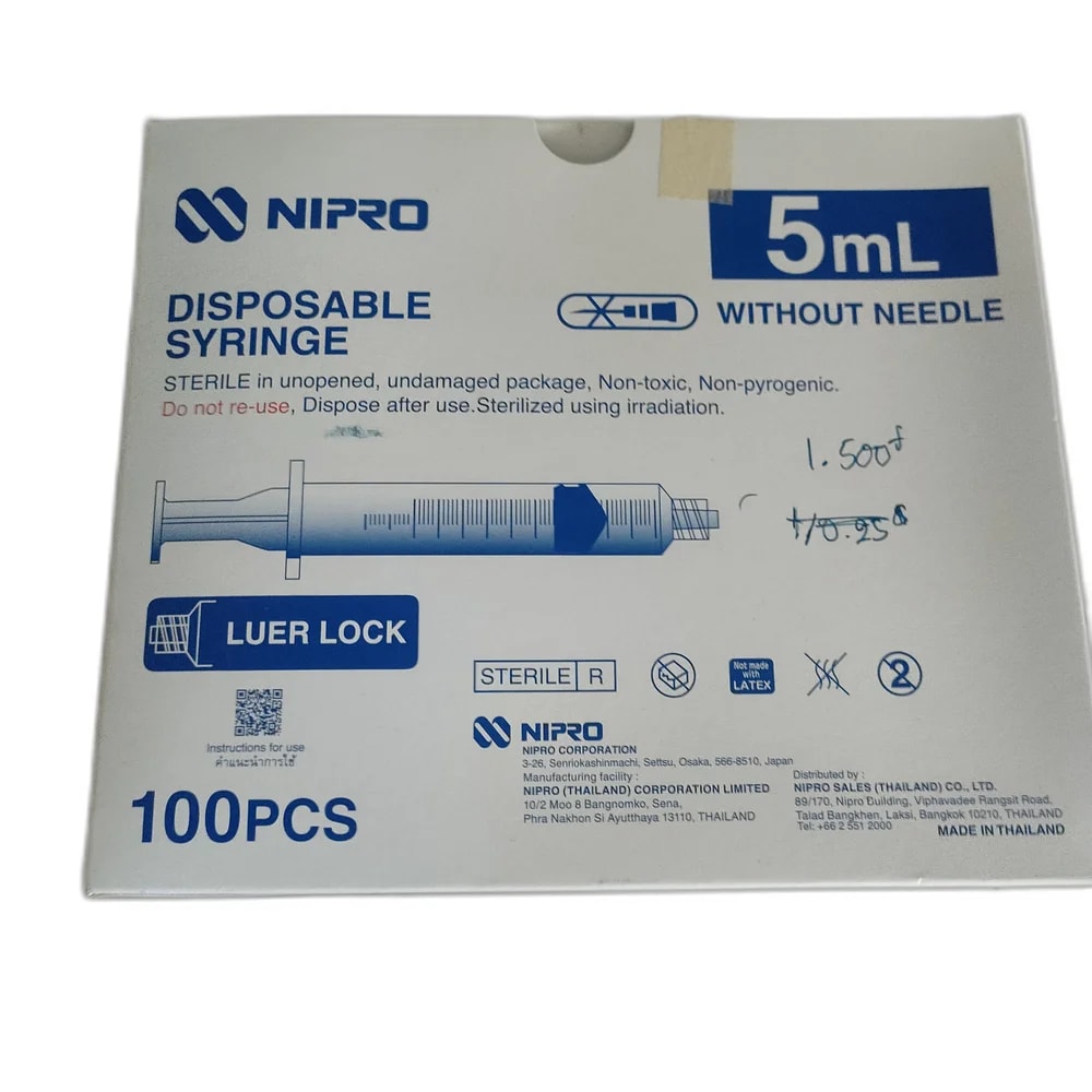 Nipro Disposable Syringe 5 mL; without needle; Luer Lock - SUKHA PHARMACY