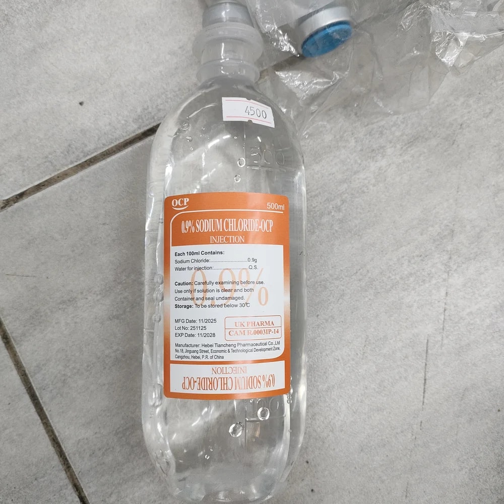 0.9% Sodium Chloride-OCP Injection 500ml Sodium Chloride 0.9 g per 100 ml, 500 ml bottle - Depot De Pharmacie "A" Kim Houy