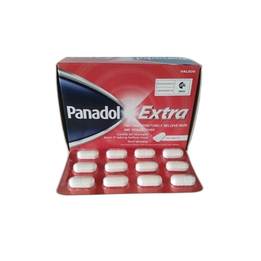 Panadol Extra Paracetamol 500 mg + caffeine 65 mg per tablet - ឱសថស្ថាន សុខលាភ