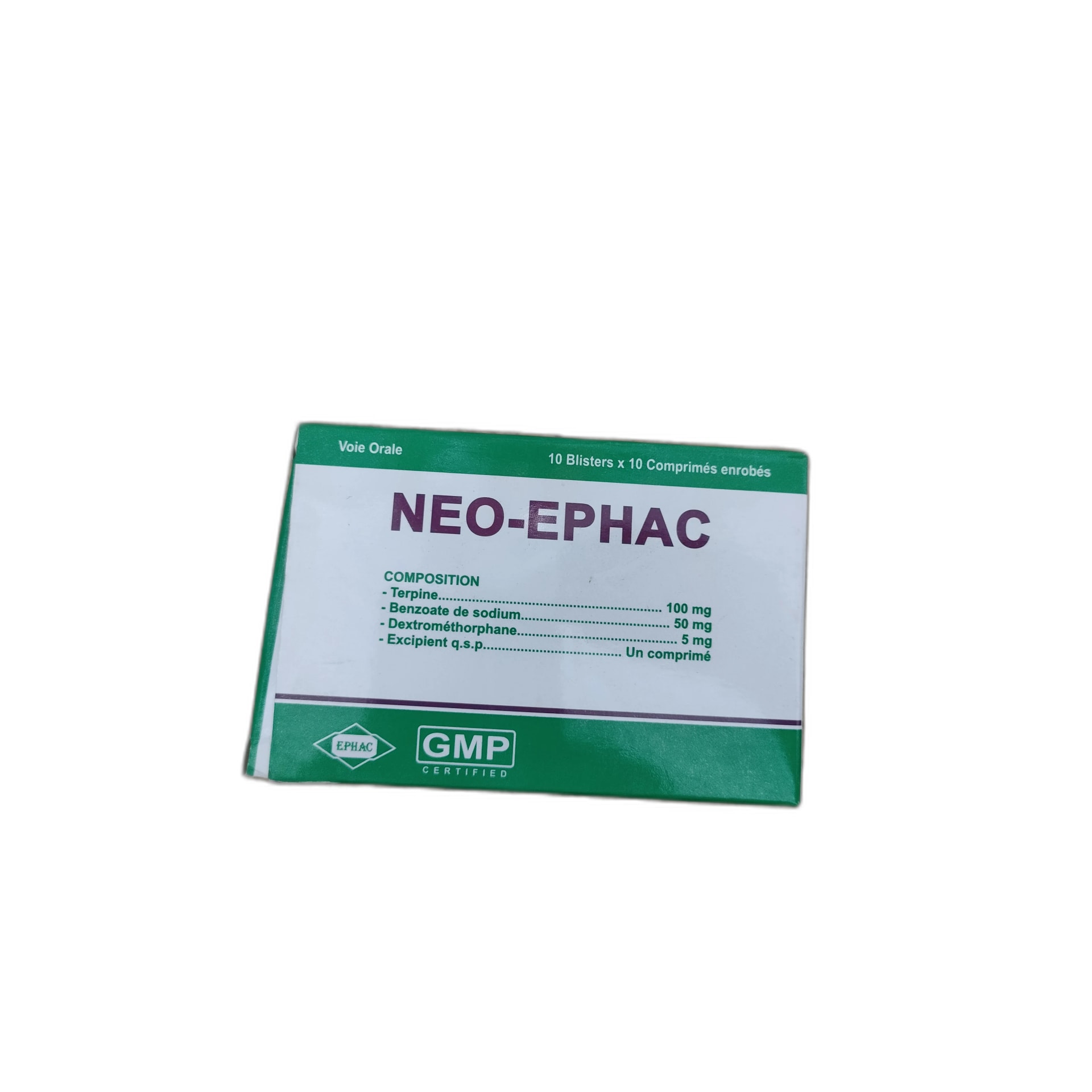 NEO-EPHAC Terpine 100mg + Sodium Benzoate 50mg + Dextromethorphan 5mg - PHARMARCY DARA RAKSMEY KOK CHAMBOK