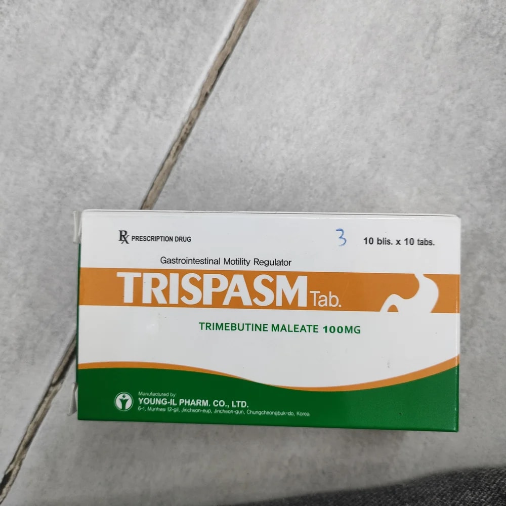 Trispasm Trimebutine maleate 100 mg per tablet - Depot De Pharmacie "A" Kim Houy