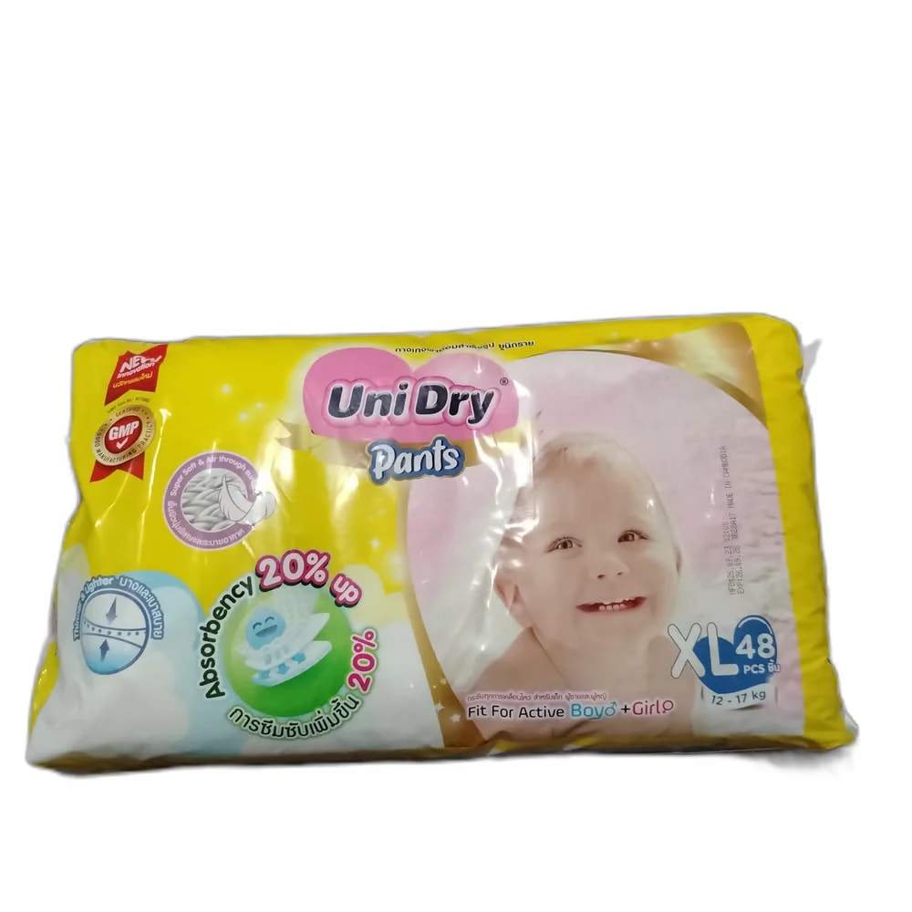 UniDry Pants Baby Diaper (Size XL, 48 pcs) Size XL (12-17 kg), 48 pcs - PHARMACIE RATANAK