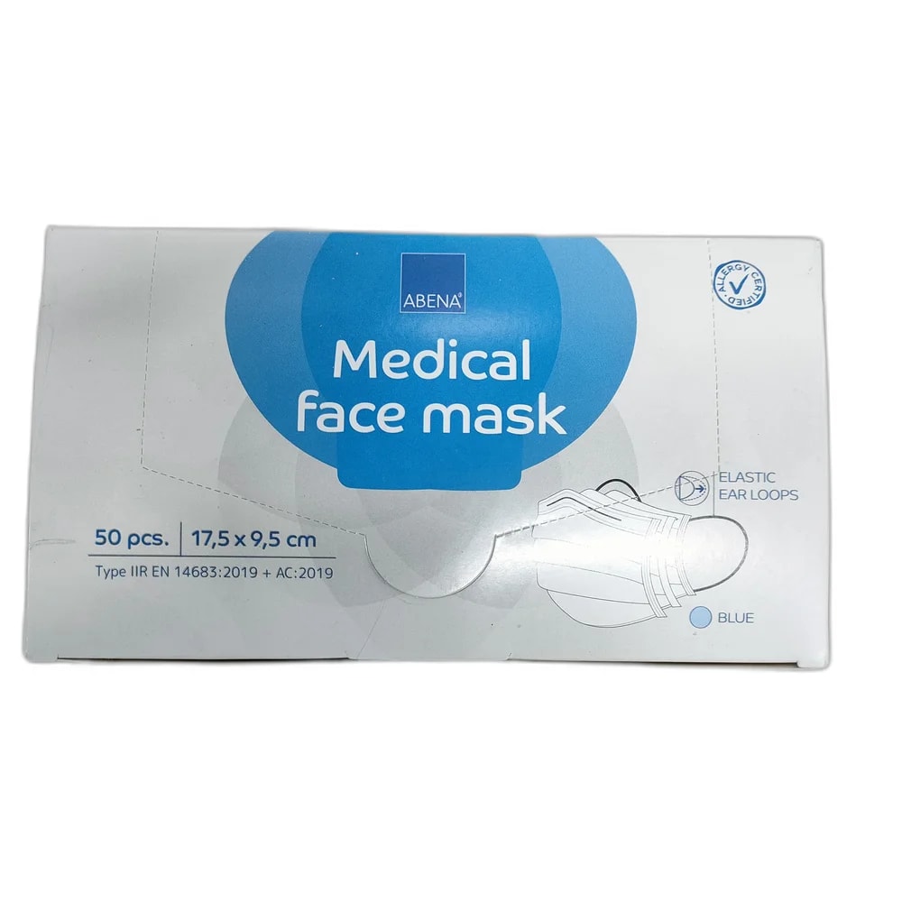Abena Medical Face Mask Blue Type IIR 17.5 x 9.5 cm - Depot de Pharmacie B Rotha