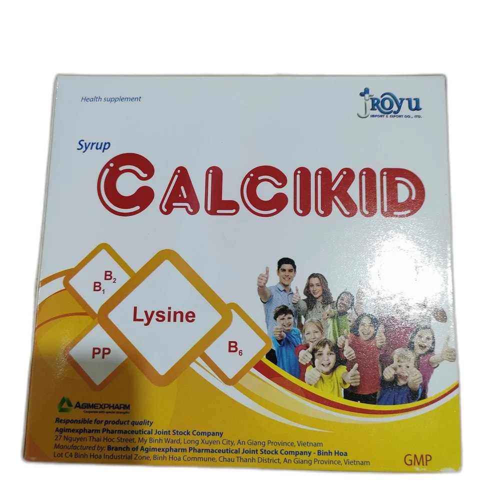 Calcikid L-Lysine HCl 150 mg / Vit PP 10 mg / D-Calcium pantothenate 5 mg / Vit B6 3 mg / Vit B2 1.67 mg / Vit B1 1.5 mg per 7.5 ml - Reachvong Pharmacy