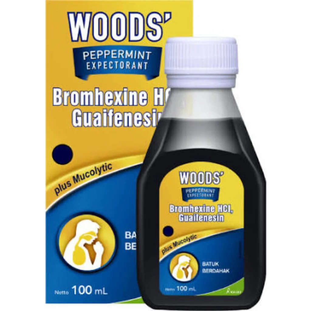 Woods' Peppermint Expectorant Bromhexine HCl 4 mg / Guaifenesin 100 mg per 5 mL - Depot de Pharmacie B Rotha