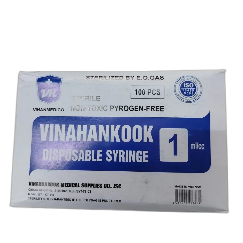 Vinahankook Disposable Syringe 1 ml/cc, needle 26G x 1/2 inch - PHARMACIE LA BELLE PHARMA