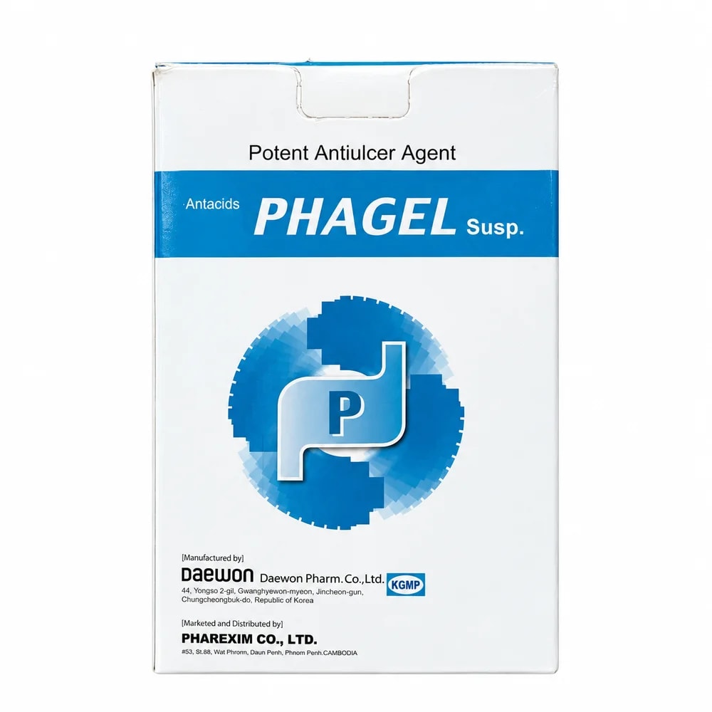 Phagel Oxethazaine 20 mg / dried aluminium hydroxide gel 582 mg / magnesium hydroxide 196 mg per 10 mL pouch - PHARMCY ARUN REAS