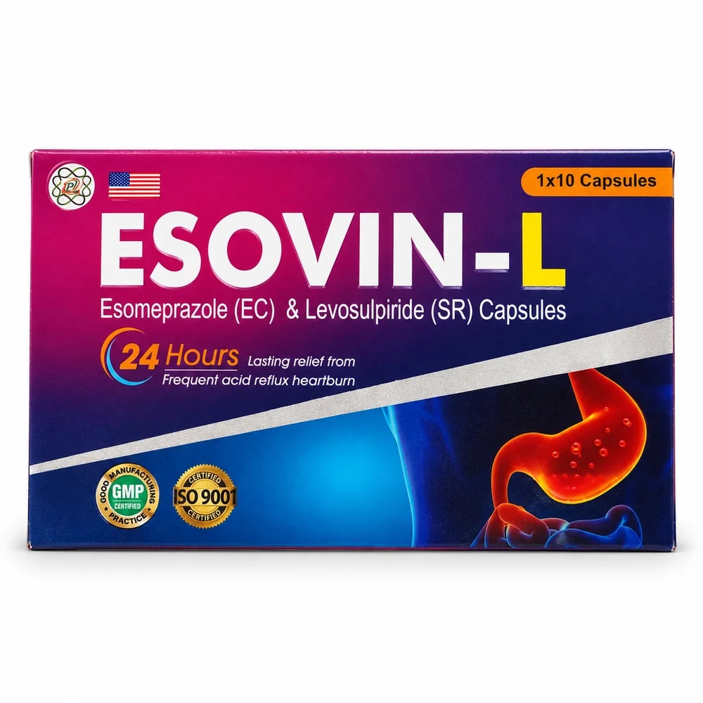 E-Sovin-L Esomeprazole 40 mg / Levosulpiride 75 mg - Reachiny Pharmacy