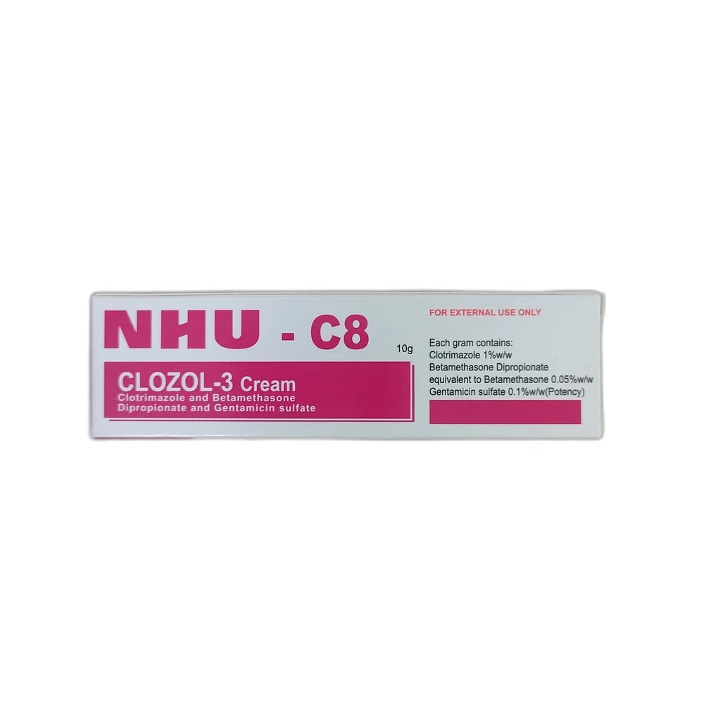 CLOZOL-3 Clotrimazole 1% + Betamethasone 0.05% + Gentamicin sulfate 0.1% - Depot de Pharmacie B Rotha