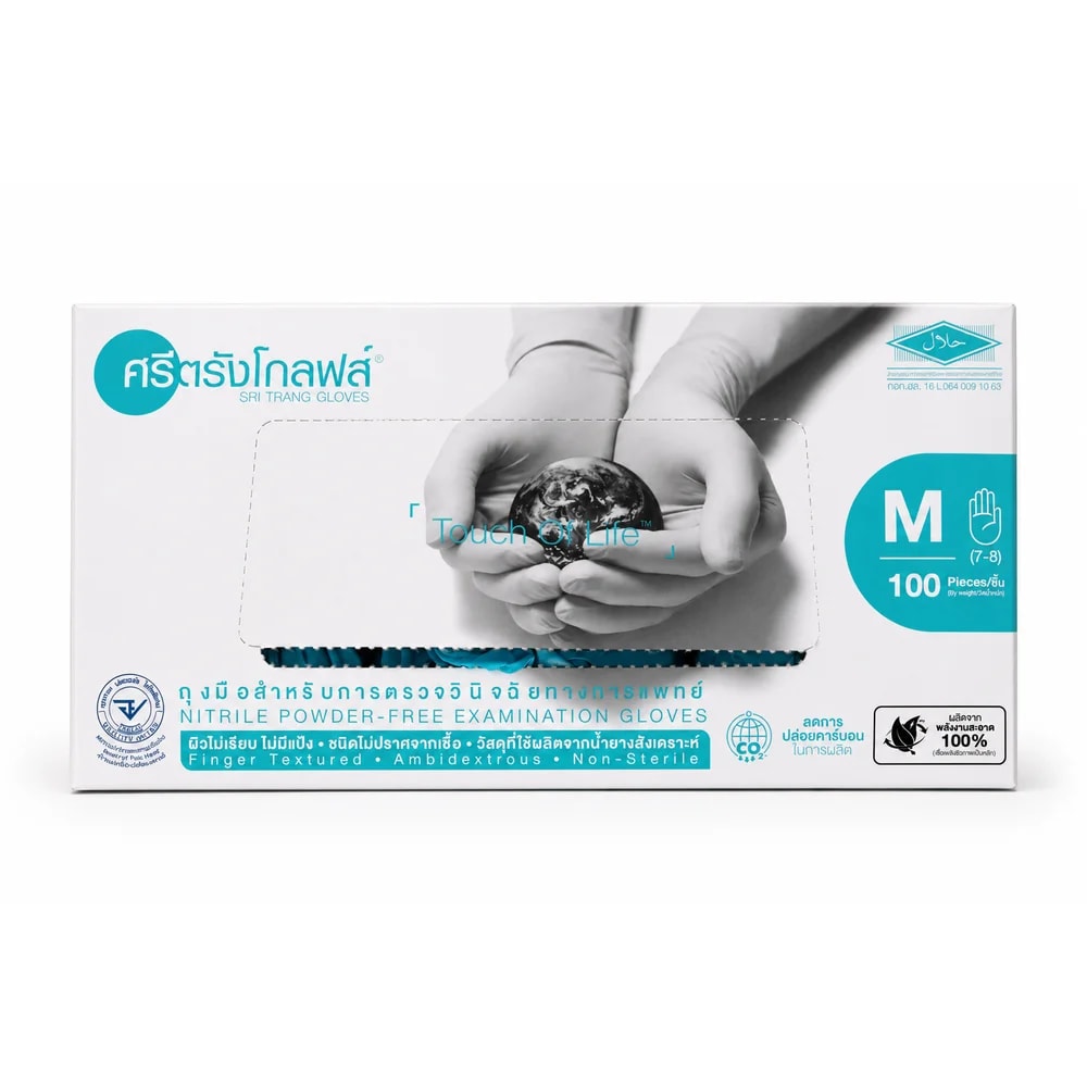 Sri Trang Nitrile Examination Gloves Medium (M), 100 pieces - Preah Chan Tep Pharmacy