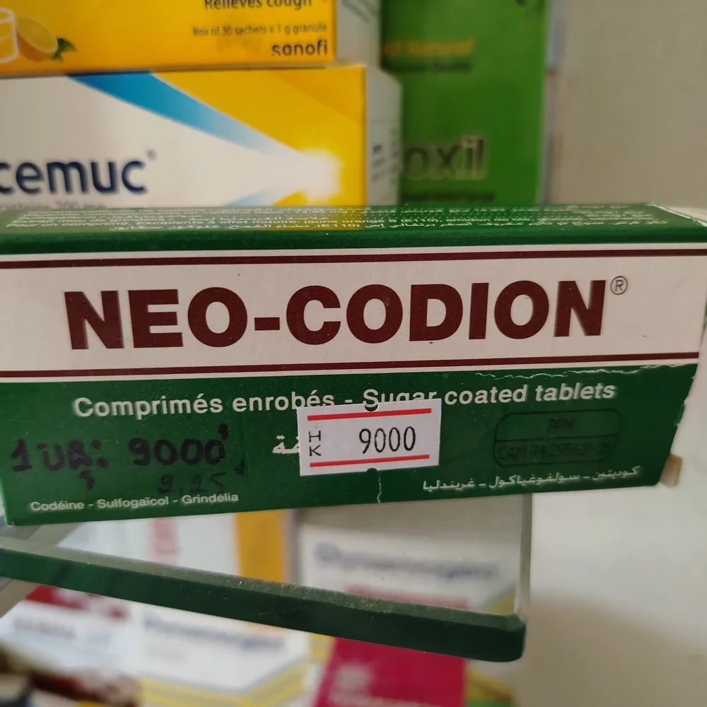 Neo-Codion Codeine camphosulfonate 25 mg (equivalent to 14.93 mg codeine base), Sulfogaiacol 100 mg, Grindelia soft extract 20 mg per tablet - CHEANIMUL PHARMACY