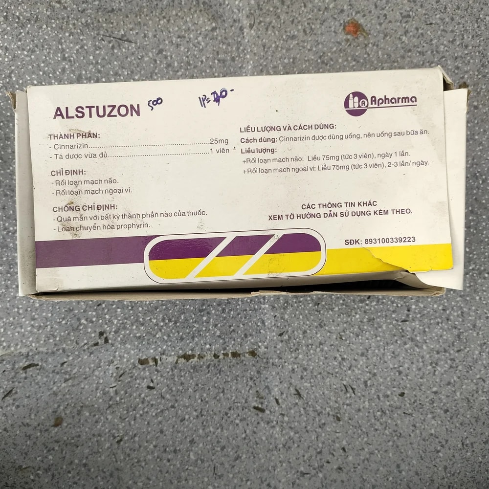 Alstuzon Cinnarizine 25 mg per tablet - Depot De Pharmacie "A" Kim Houy