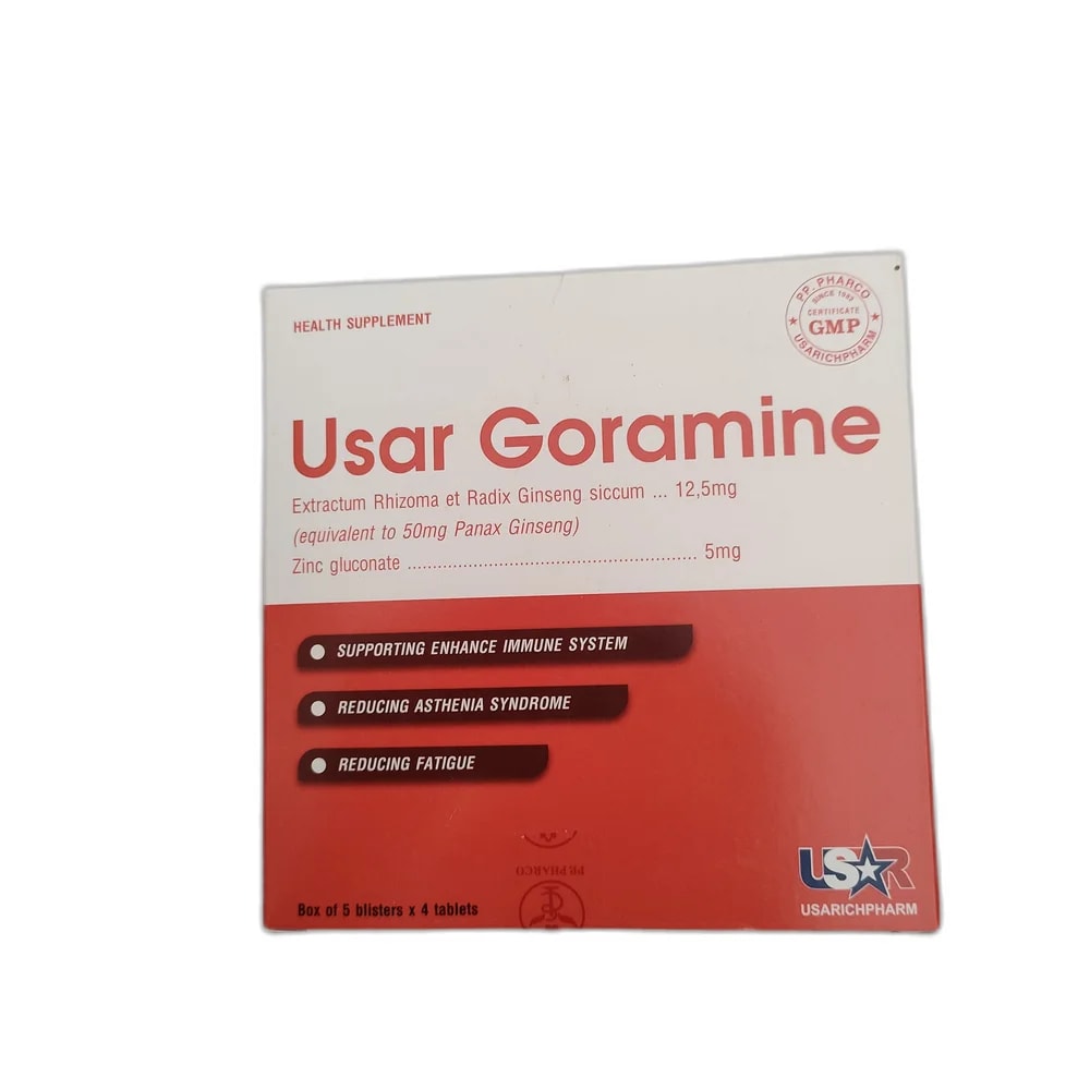 Usar Goramine Ginseng dry extract 12.5 mg / Zinc gluconate 5 mg - PHARMACIE PUNLEU SOKPHEAP II
