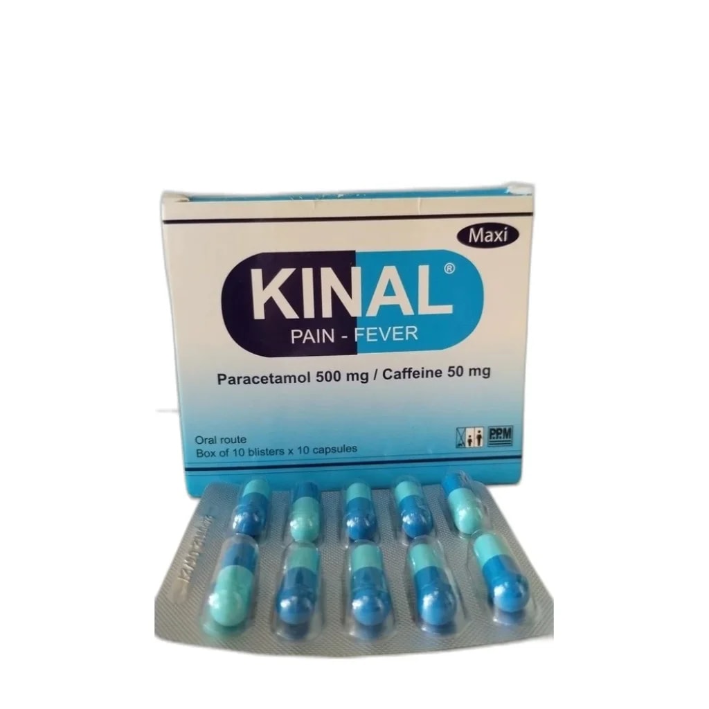 Kinal Pain-Fever Paracetamol 500 mg + caffeine 50 mg per capsule - ឱសថស្ថាន សុខលាភ