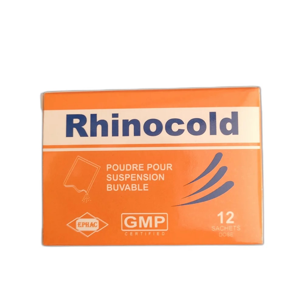 Rhinocold Paracetamol 200 mg / Chlorpheniramine maleate 0.25 mg / Ascorbic acid 67 mg per sachet - PHARMACIE PUNLEU SOKPHEAP II