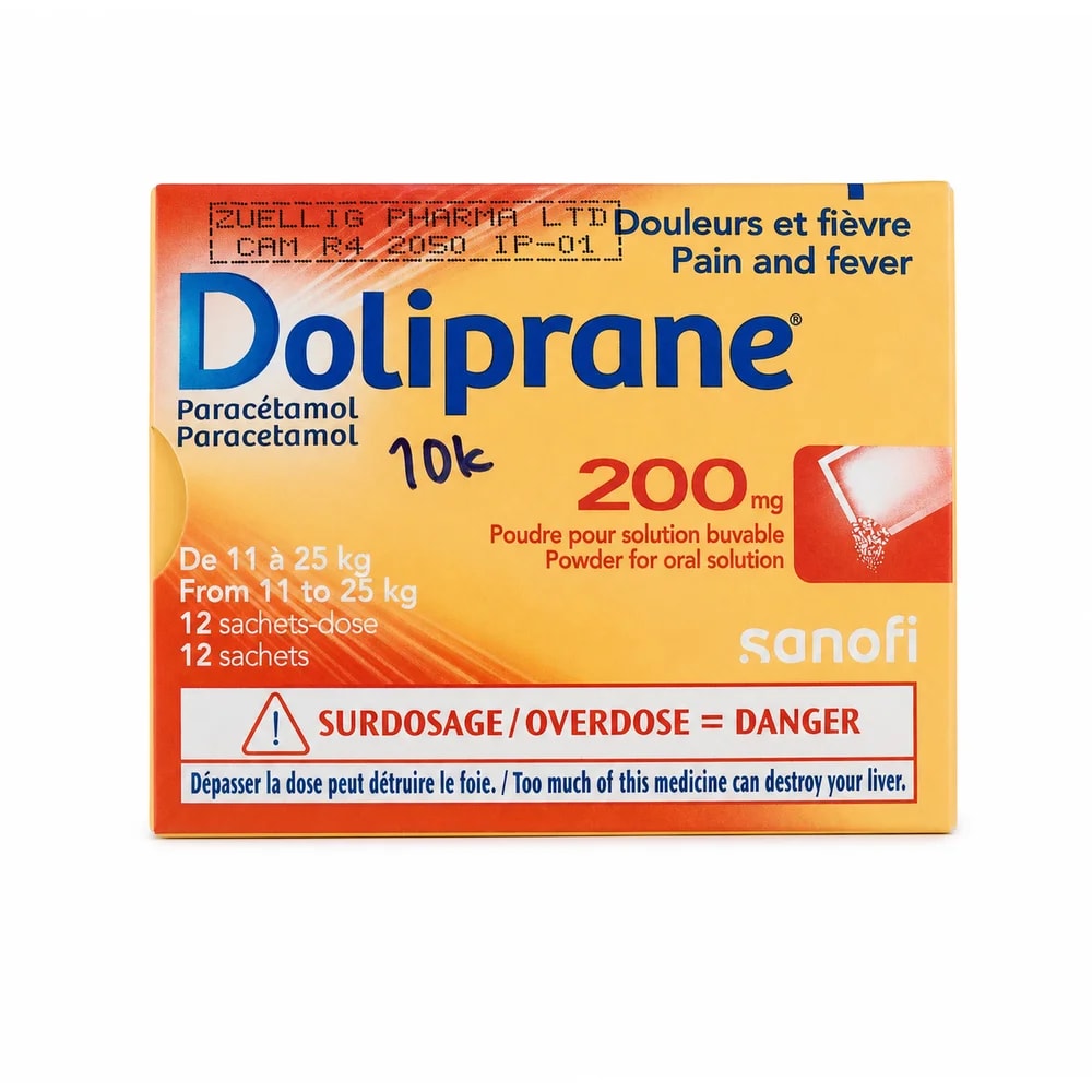 Doliprane Paracetamol 200 mg powder - Preah Chan Tep Pharmacy