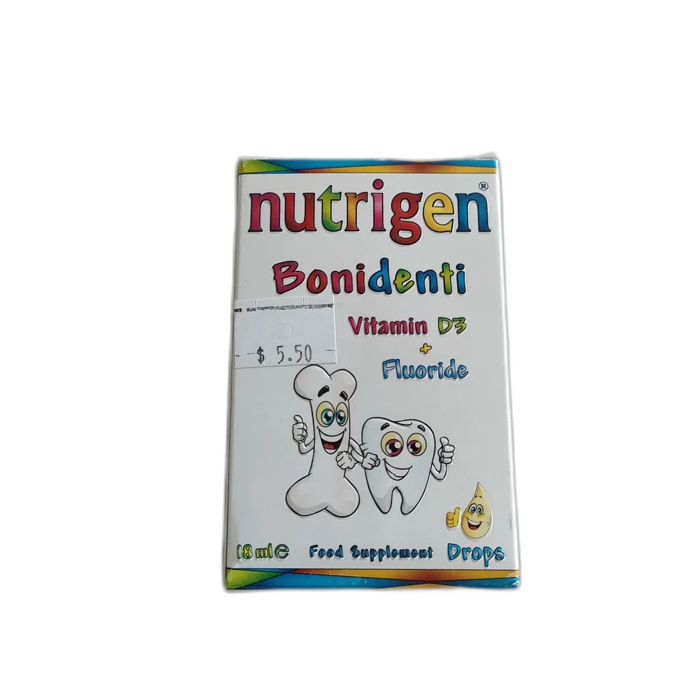 Nutrigen Bonidenti Drops Per 4 drops: Vitamin D3 10 mcg + Fluoride 0.25 mg - SUKHA PHARMACY