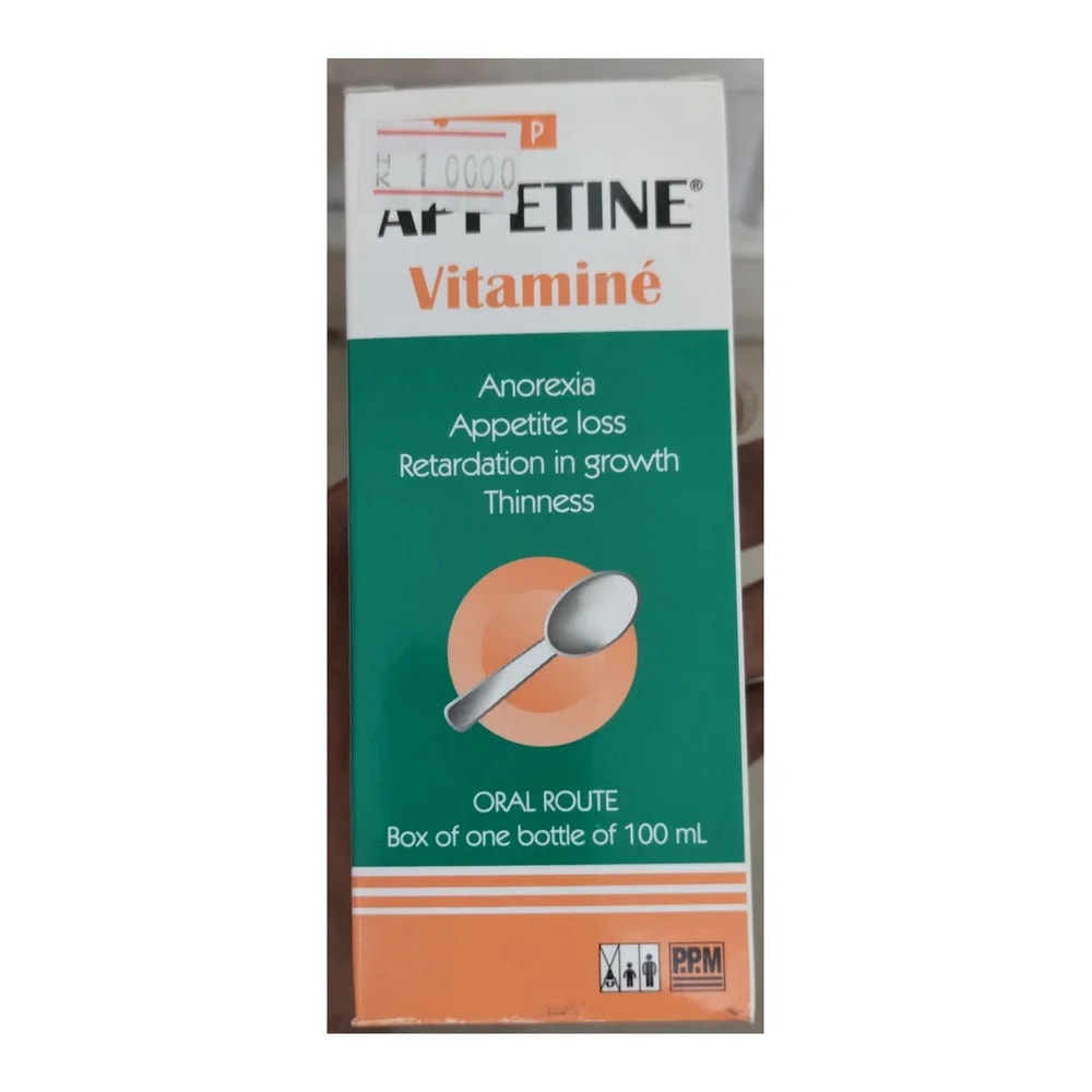 Appetine Vitaminé Cyproheptadine 2 mg + L-Lysine 150 mg + B vitamins per 5 ml (100 ml) - Morhachun Pharmacies