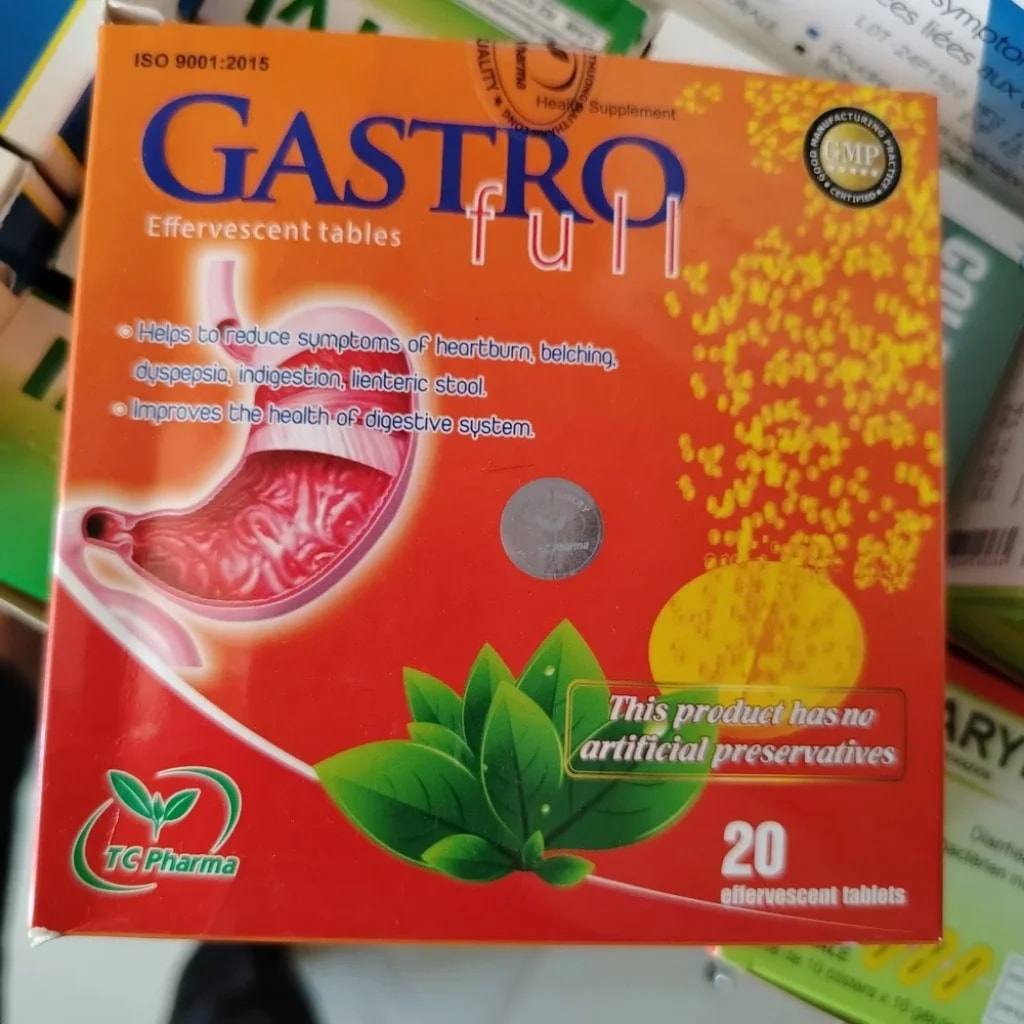 Gastro Fu Simethicone 20 mg, Papain 60 mg, Alpha amylase 10 mg per effervescent tablet - CHEANIMUL PHARMACY