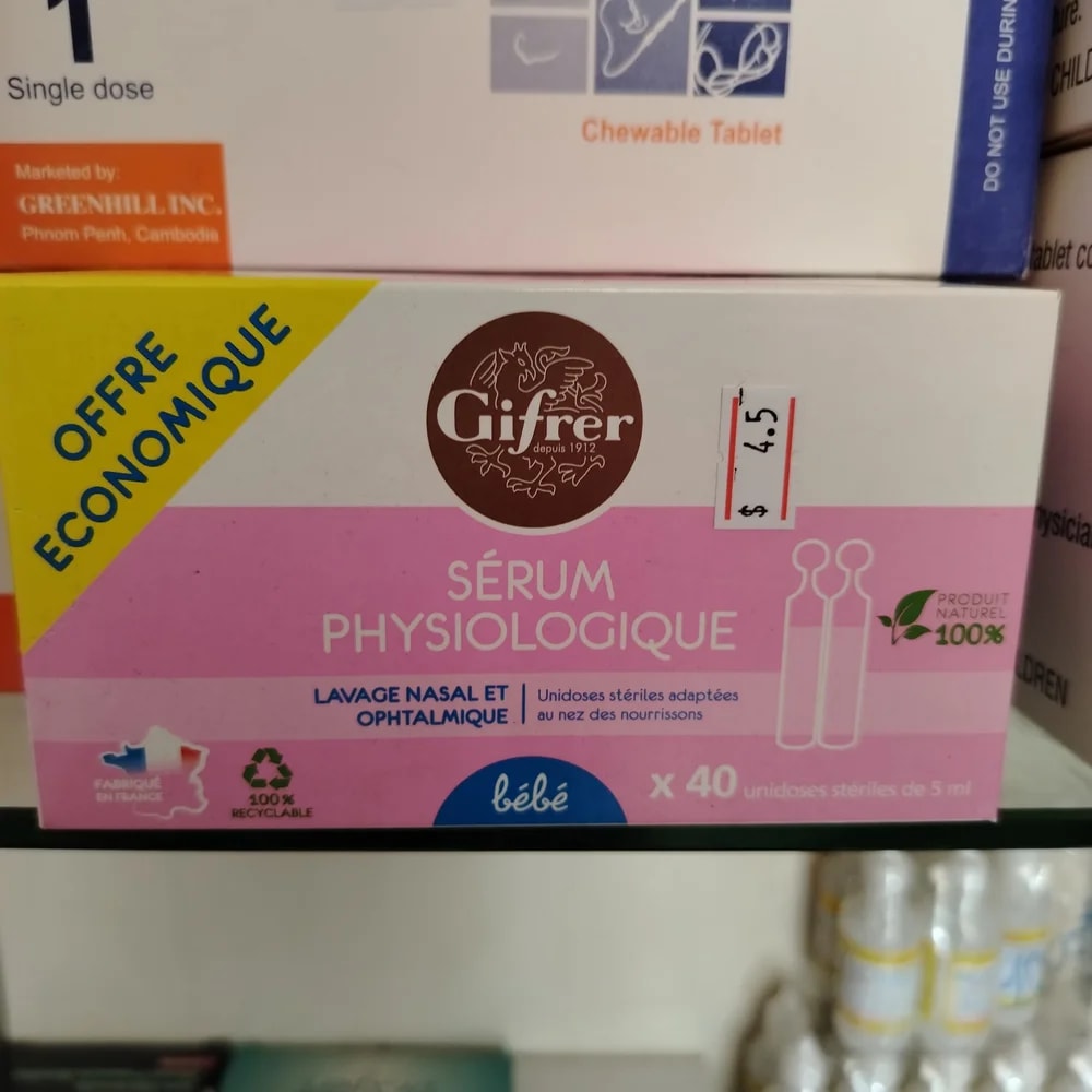 Sérum Physiologique Gifrer Sodium chloride 0.9% - CHEANIMUL PHARMACY