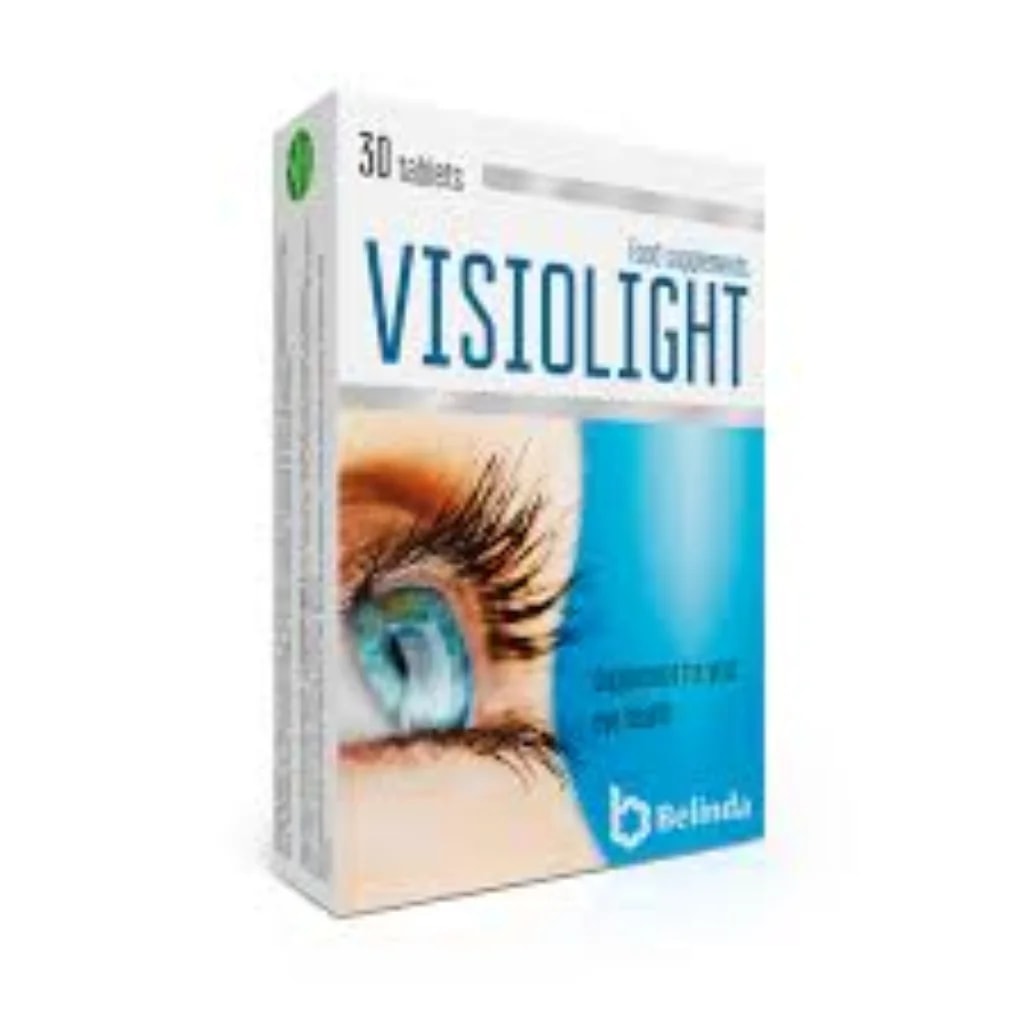 Visiolight Marigold flower extract (80% lutein, 25 mg), Vitamin C 16 mg, Zinc 10 mg, blueberry extract, grape extract, Vitamin D 1.8 mg, Provitamin A 1 mg, B1, B2, B6, B12, sodium selenate per tablet - Depot De Pharmacie "A" Kim Houy