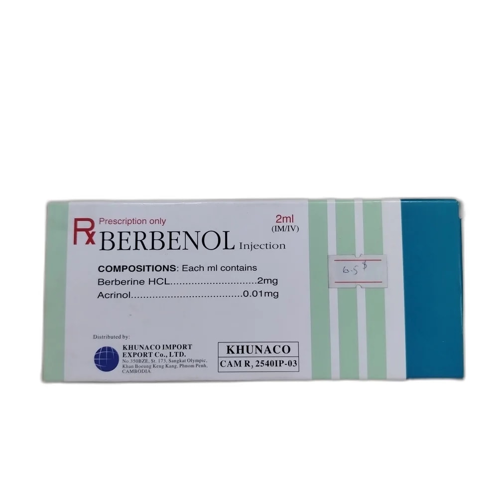 Berbenol Berberine HCl 2 mg / Acrinol 0.01 mg per ml - PHARMACIE LA BELLE PHARMA