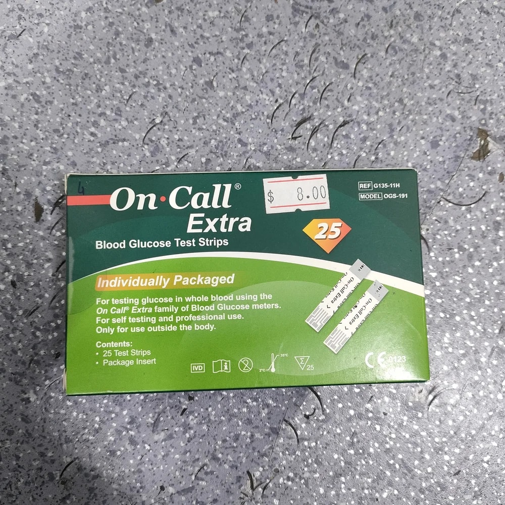 On Call Extra Blood Glucose Test Strips (25) Not available - Depot De Pharmacie "A" Kim Houy