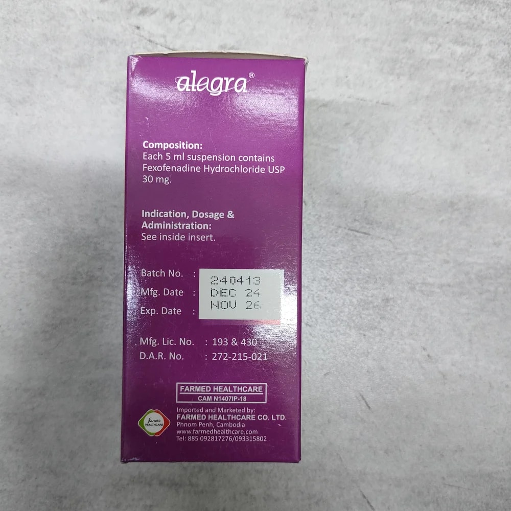 Alegra 30 mg / 5 ml - Depot De Pharmacie "A" Kim Houy