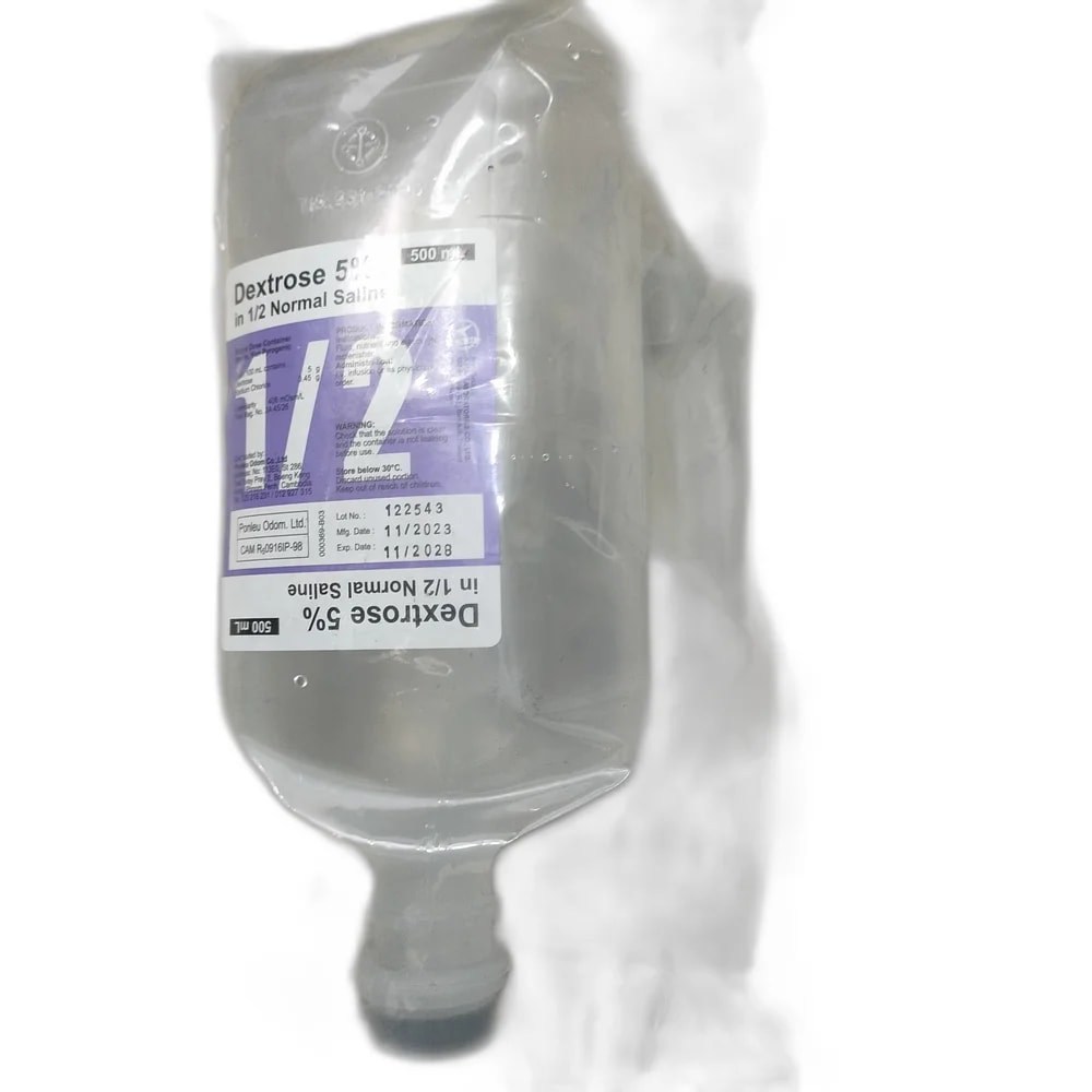 Dextrose 5% in 1/2 Normal Saline 5% / 0.45% (500 mL) - PHARMACIE MONGKUL