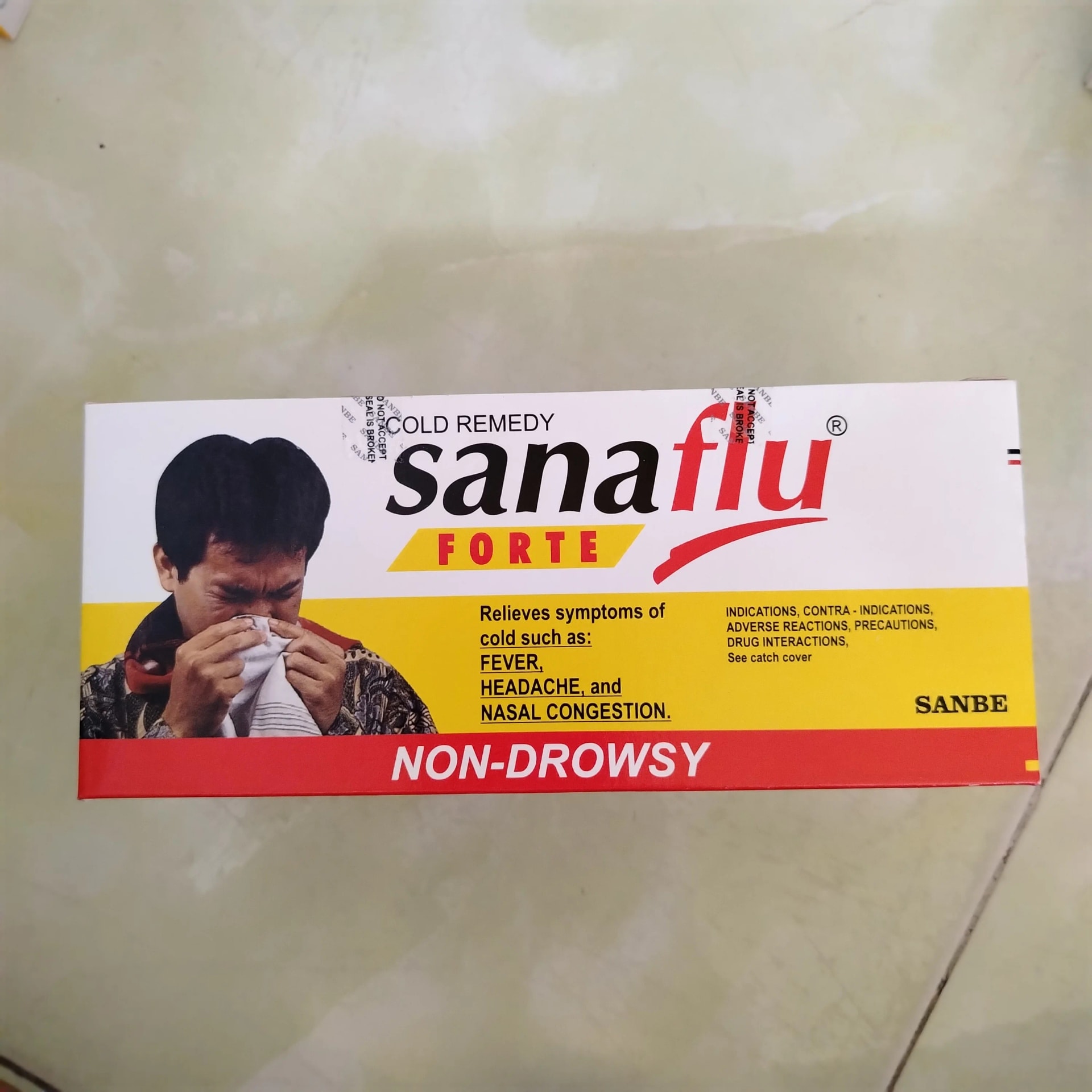 Sanaflu Forte Per caplet: Paracetamol 500mg + Pseudoephedrine HCl 30mg + Chlorphenamine Maleate 2mg - Phal Cham Rouen