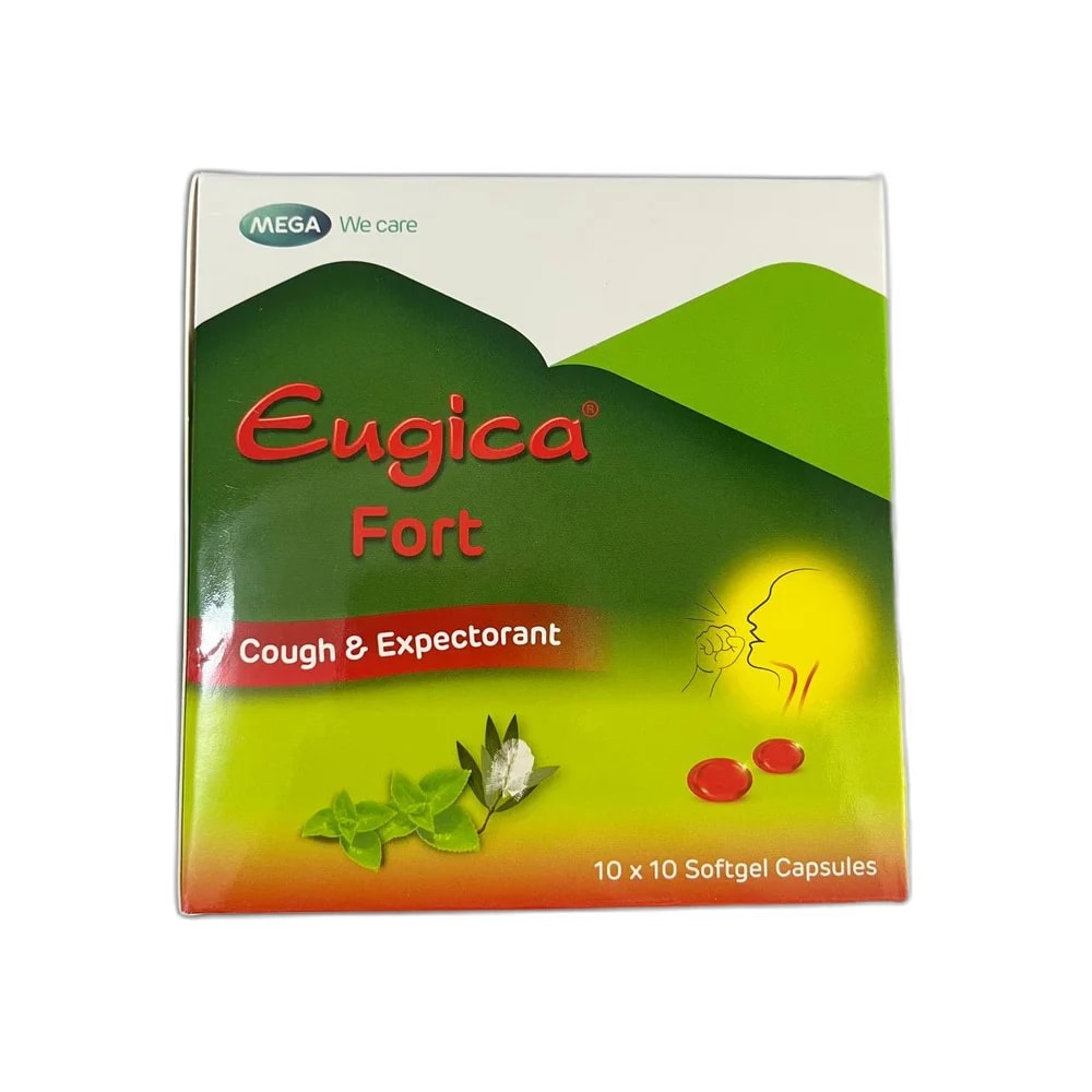 Eugica Fort Eucalyptol 100 mg / cajeput essential oil 50 mg / ginger essential oil 0.75 mg / menthol 0.5 mg / ash essential oil 0.36 mg per softgel capsule - Pharmarcy Tareach